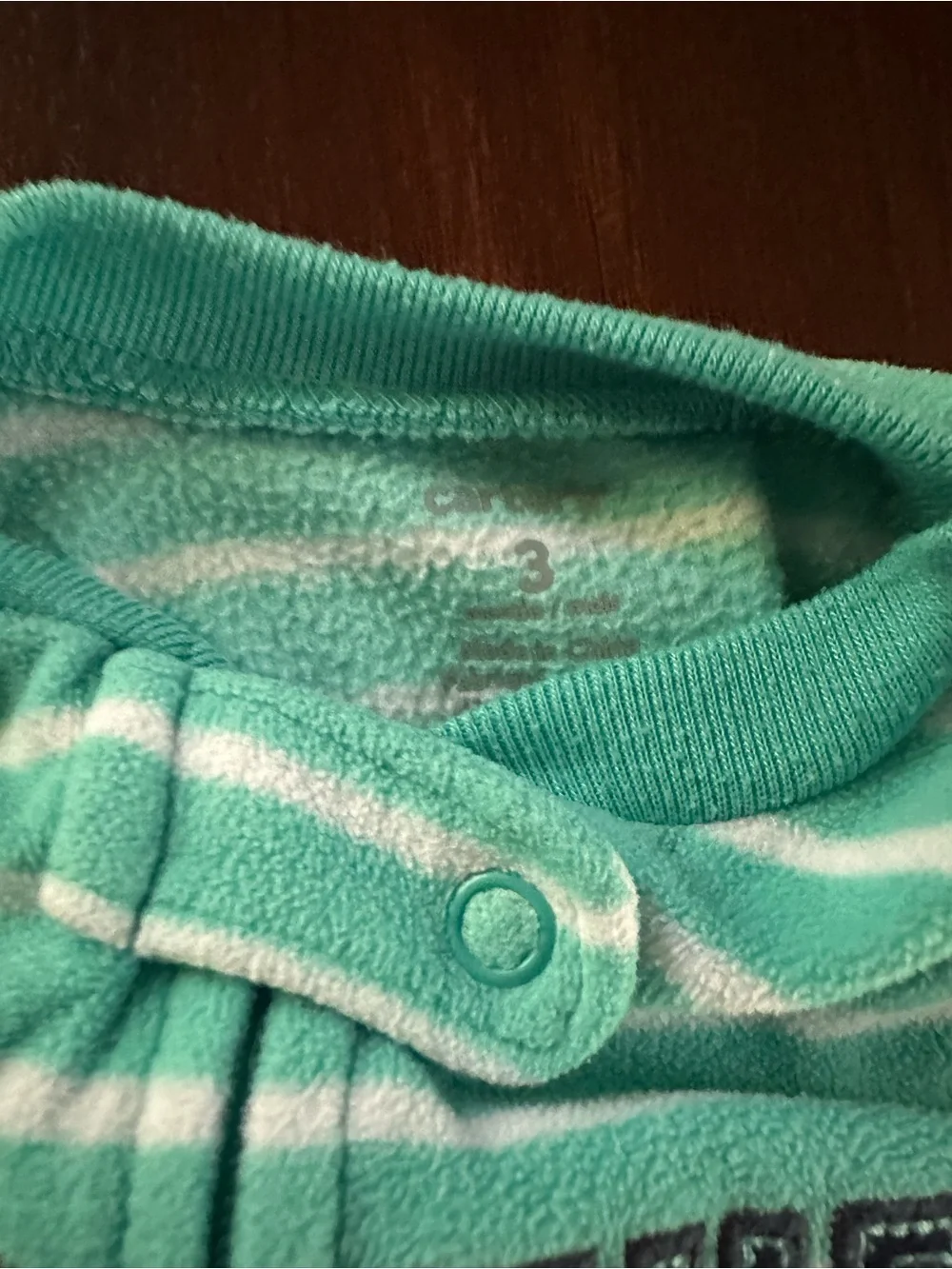 3- Carter's Striped 'Little Brother' Footed Pajamas - Blue, Green, Cream